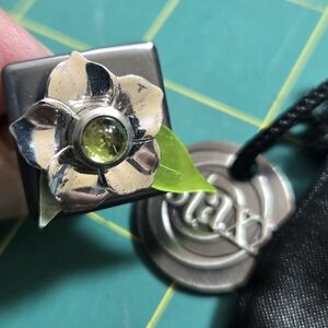 Staxx Silver and Green Floral Ring - Sz 8